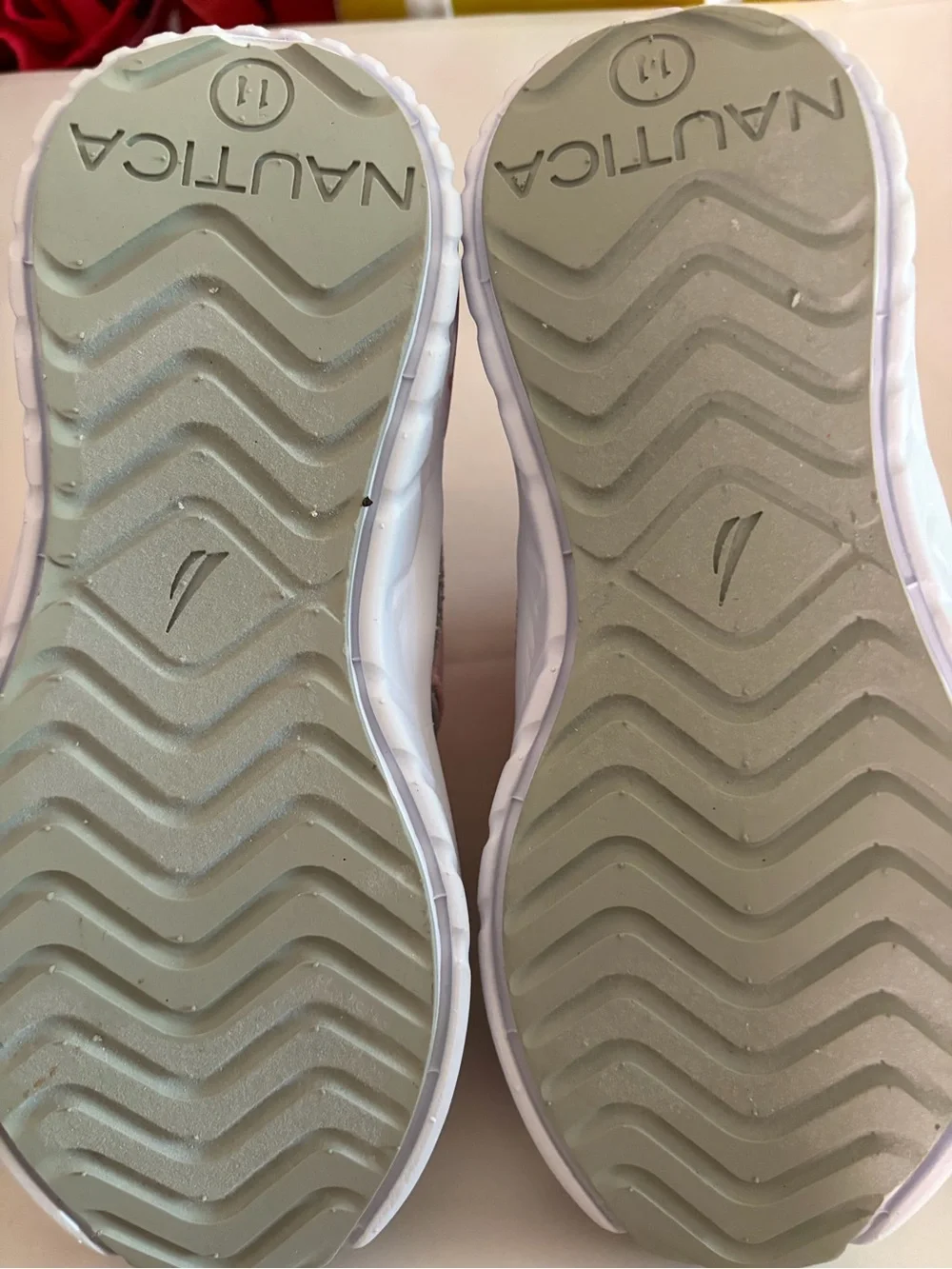 Nautica Silver Knit Sneakers with Pink Accents